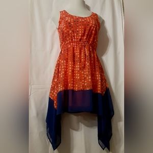 Ya Los Angeles Dress#NavyBlue&Orange#Silk &PolyLining#SizeM#MarqueeSlit